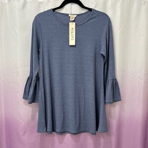 Yelete Blue Bell Sleeve Blouse NWOT